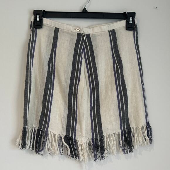 NWOT Lemlem Fringe Hem Mini Skirt, Off-White/Gray Striped, Women's Small (Est.) - Picture 3 of 4